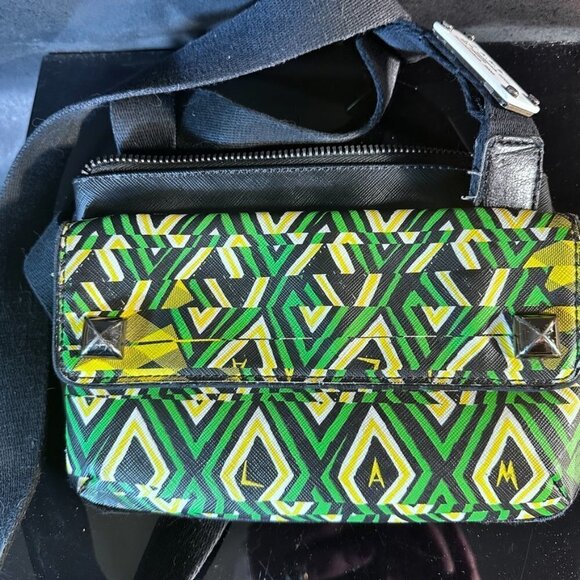 L.A.M.B Bag Green EUC Authentic Handbag Pocketbook Crossbody Tribal African Art - Picture 8 of 13